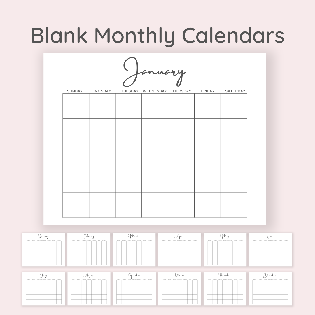 Blank Monthly Calendars